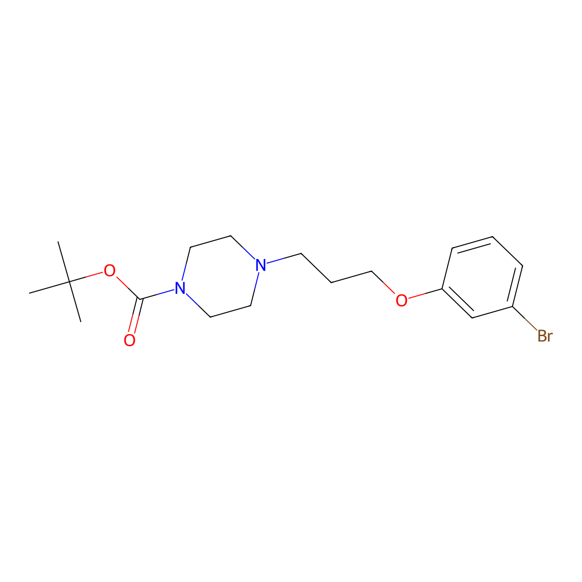 Tert-butyl 4-(3-(3-bromophenoxy)propyl)piperazine-1-carboxylate molecular structure, CAS 1704065-26-8