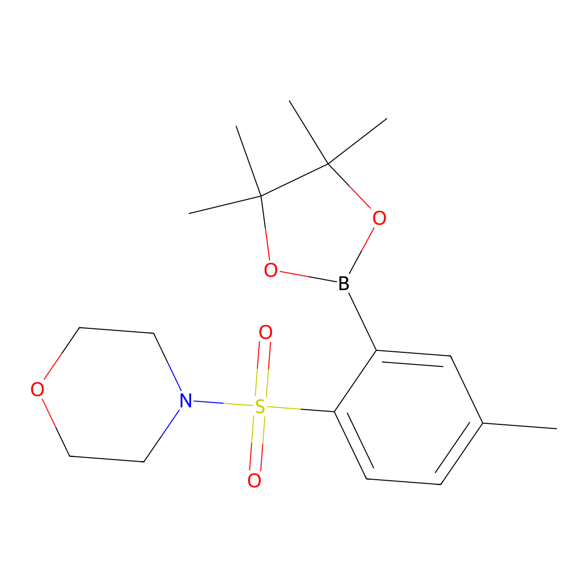 4-((4-Methyl-2-(4,4,5,5-tetramethyl-1,3,2-dioxaborolan-2-yl)phenyl)sulfonyl)morpholine molecular structure, CAS 1704065-38-2