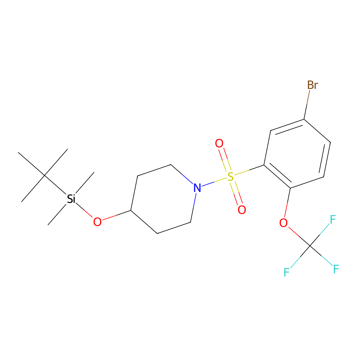 1-((5-Bromo-2-(trifluoromethoxy)phenyl)sulfonyl)-4-((tert-butyldimethylsilyl)oxy)piperidine molecular structure, CAS 1704065-48-4