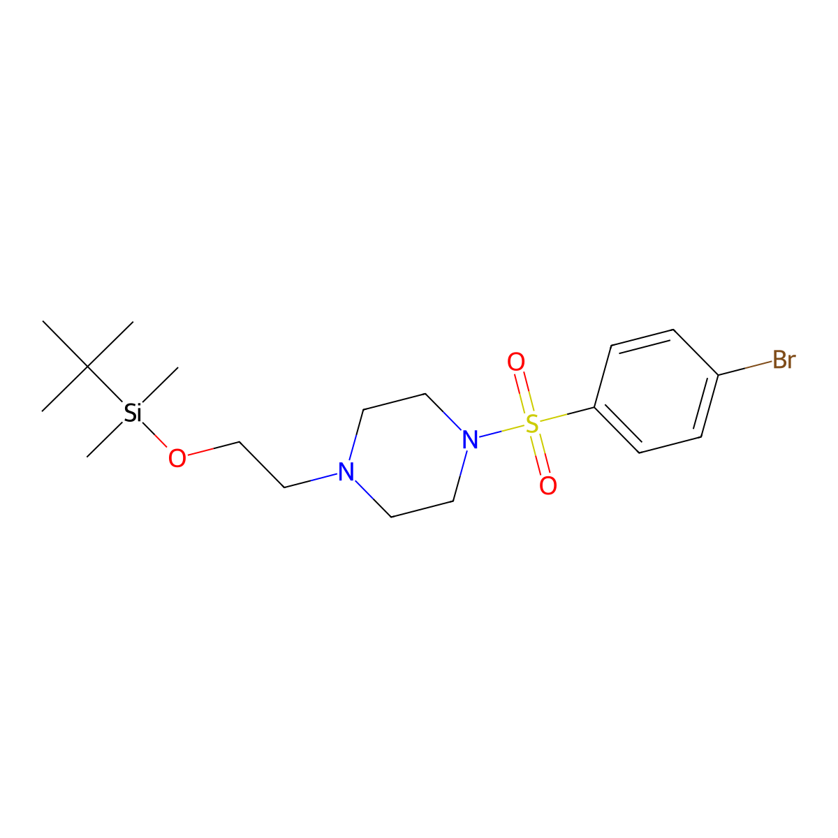1-((4-Bromophenyl)sulfonyl)-4-(2-((tert-butyldimethylsilyl)oxy)ethyl)piperazine molecular structure, CAS 1704065-52-0