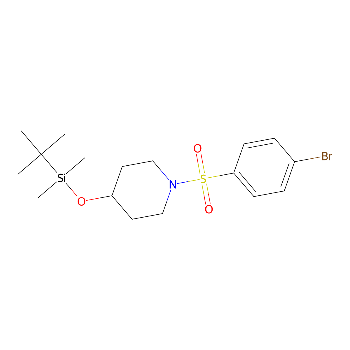 1-((4-Bromophenyl)sulfonyl)-4-((tert-butyldimethylsilyl)oxy)piperidine molecular structure, CAS 1704065-56-4