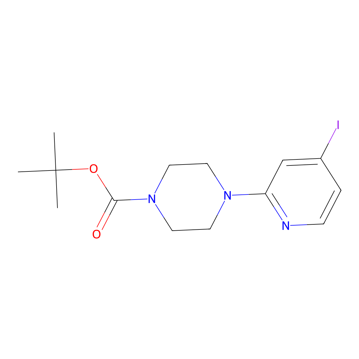 Tert-butyl 4-(4-iodopyridin-2-yl)piperazine-1-carboxylate molecular structure, CAS 1704065-58-6