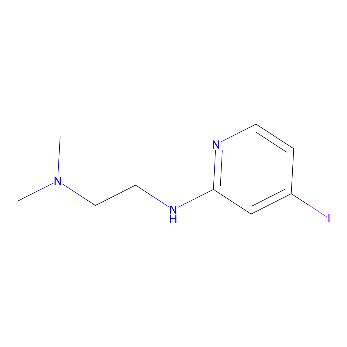 N1-(4-iodopyridin-2-yl)-N2,N2-dimethylethane-1,2-diamine molecular structure, CAS 1704065-59-7