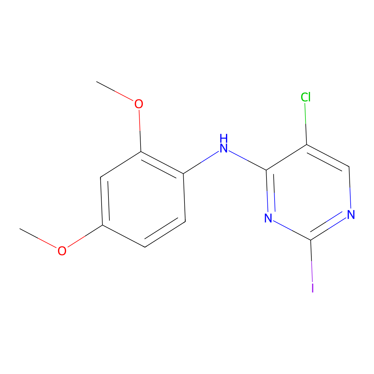 5-chloro-N-(2,4-dimethoxyphenyl)-2-iodopyrimidin-4-amine molecular structure, CAS 1704065-63-3
