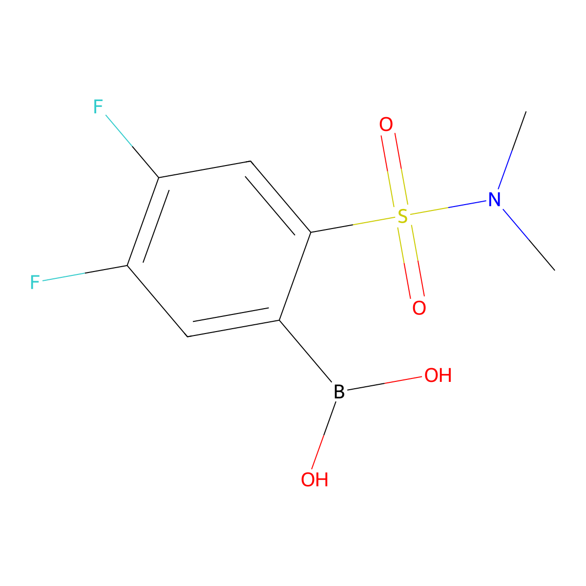 (2-(N,N-dimethylsulfamoyl)-4,5-difluorophenyl)boronic acid molecular structure, CAS 1704065-67-7