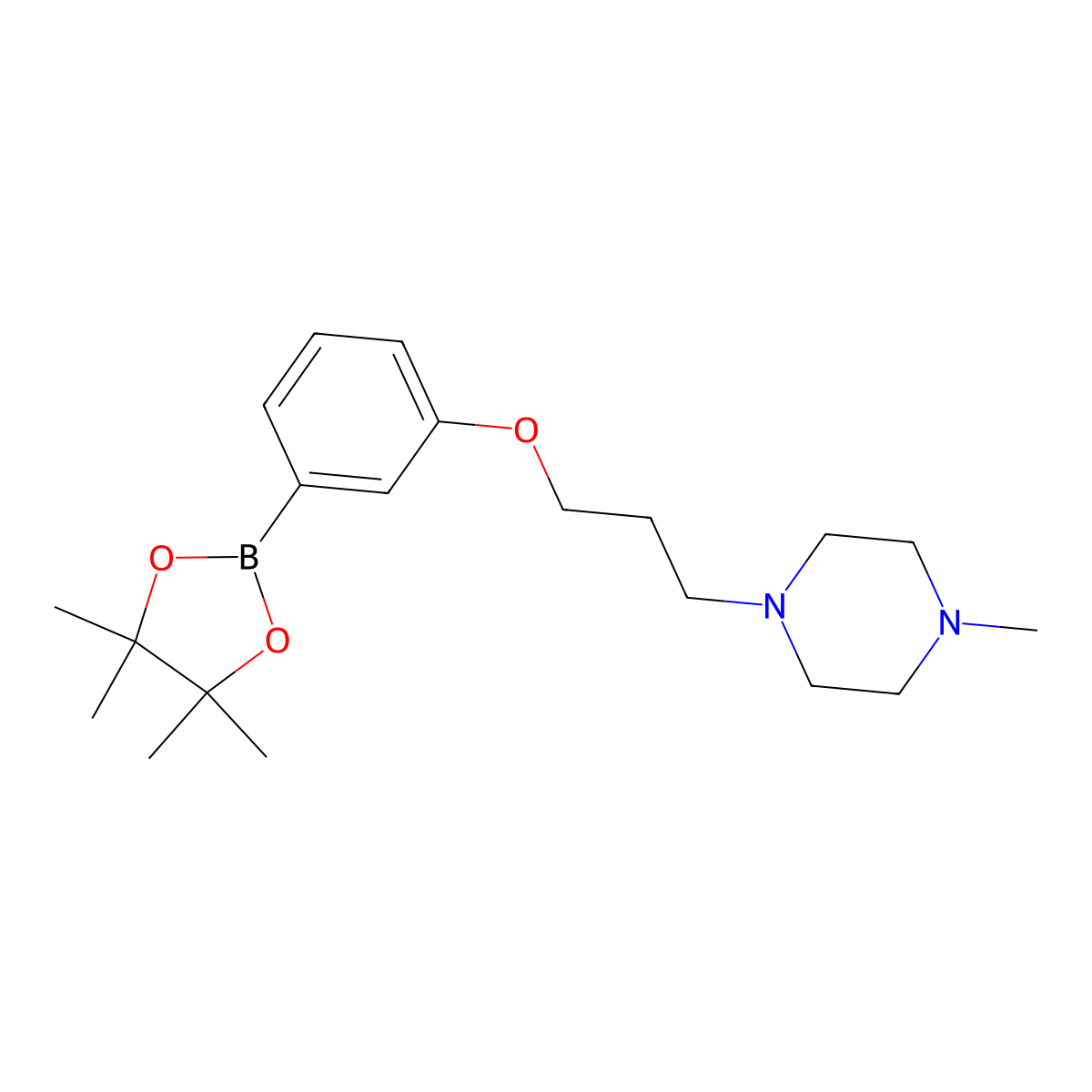 1-Methyl-4-(3-(3-(4,4,5,5-tetramethyl-1,3,2-dioxaborolan-2-yl)phenoxy)propyl)piperazine molecular structure, CAS 1704065-87-1