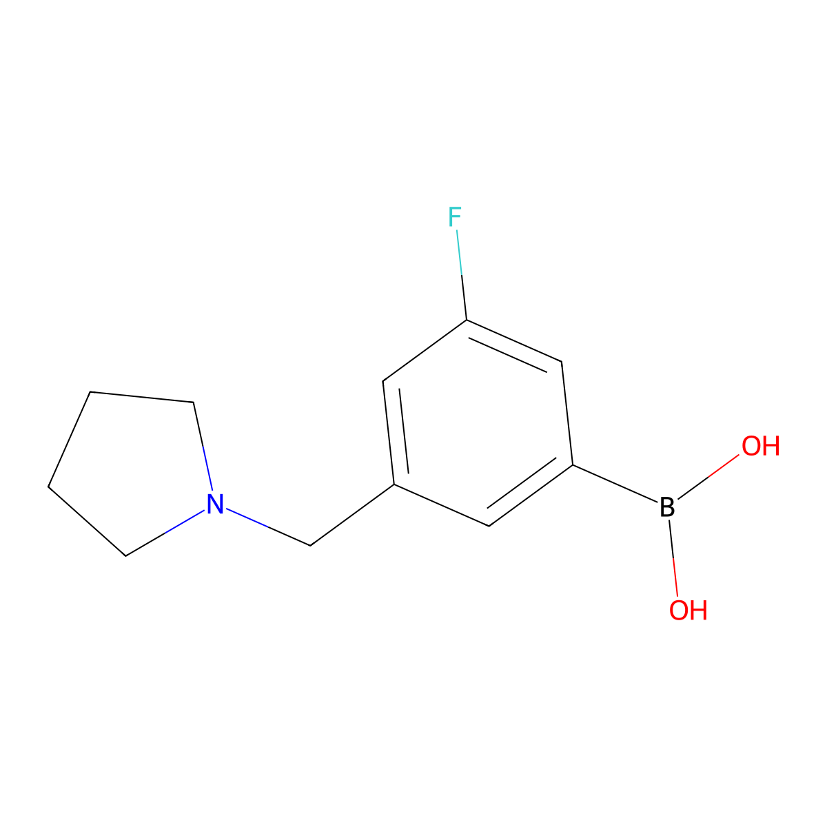 (3-Fluoro-5-(pyrrolidin-1-ylmethyl)phenyl)boronic acid molecular structure, CAS 1704066-80-7