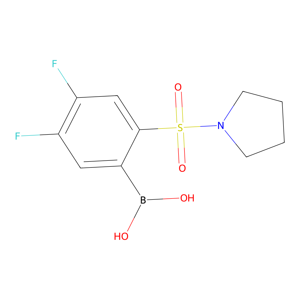 (4,5-Difluoro-2-(pyrrolidin-1-ylsulfonyl)phenyl)boronic acid molecular structure, CAS 1704066-91-0