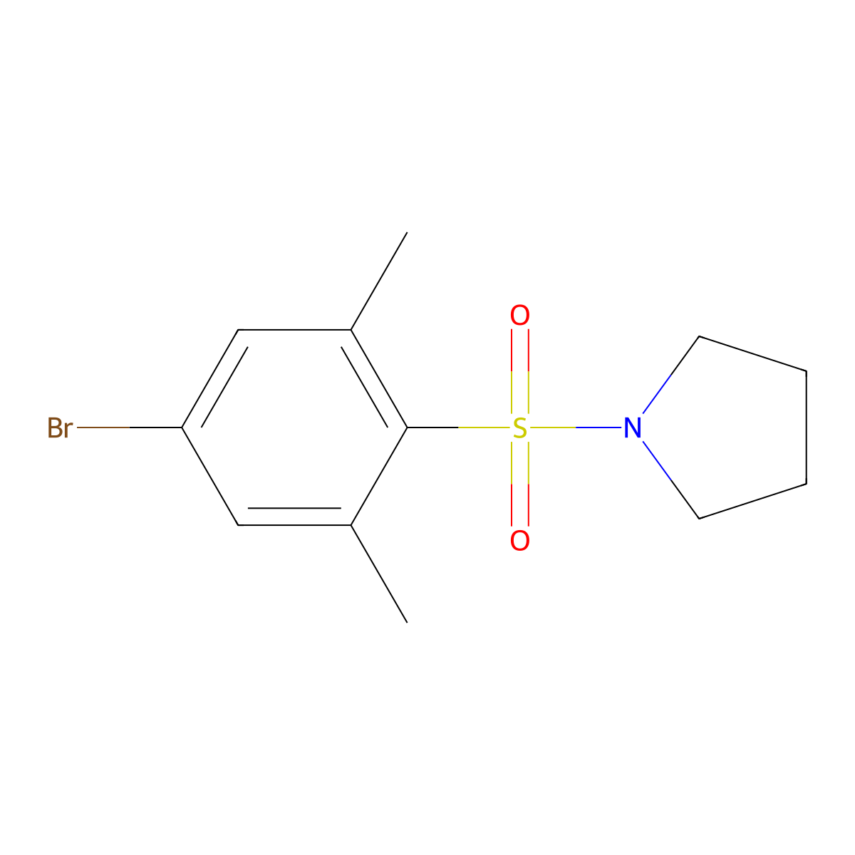 1-((4-Bromo-2,6-dimethylphenyl)sulfonyl)pyrrolidine molecular structure, CAS 1704066-95-4