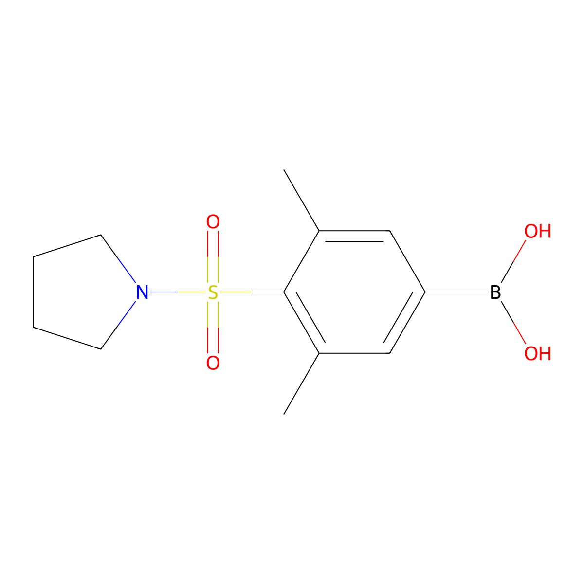 (3,5-Dimethyl-4-(pyrrolidin-1-ylsulfonyl)phenyl)boronic acid molecular structure, CAS 1704066-99-8