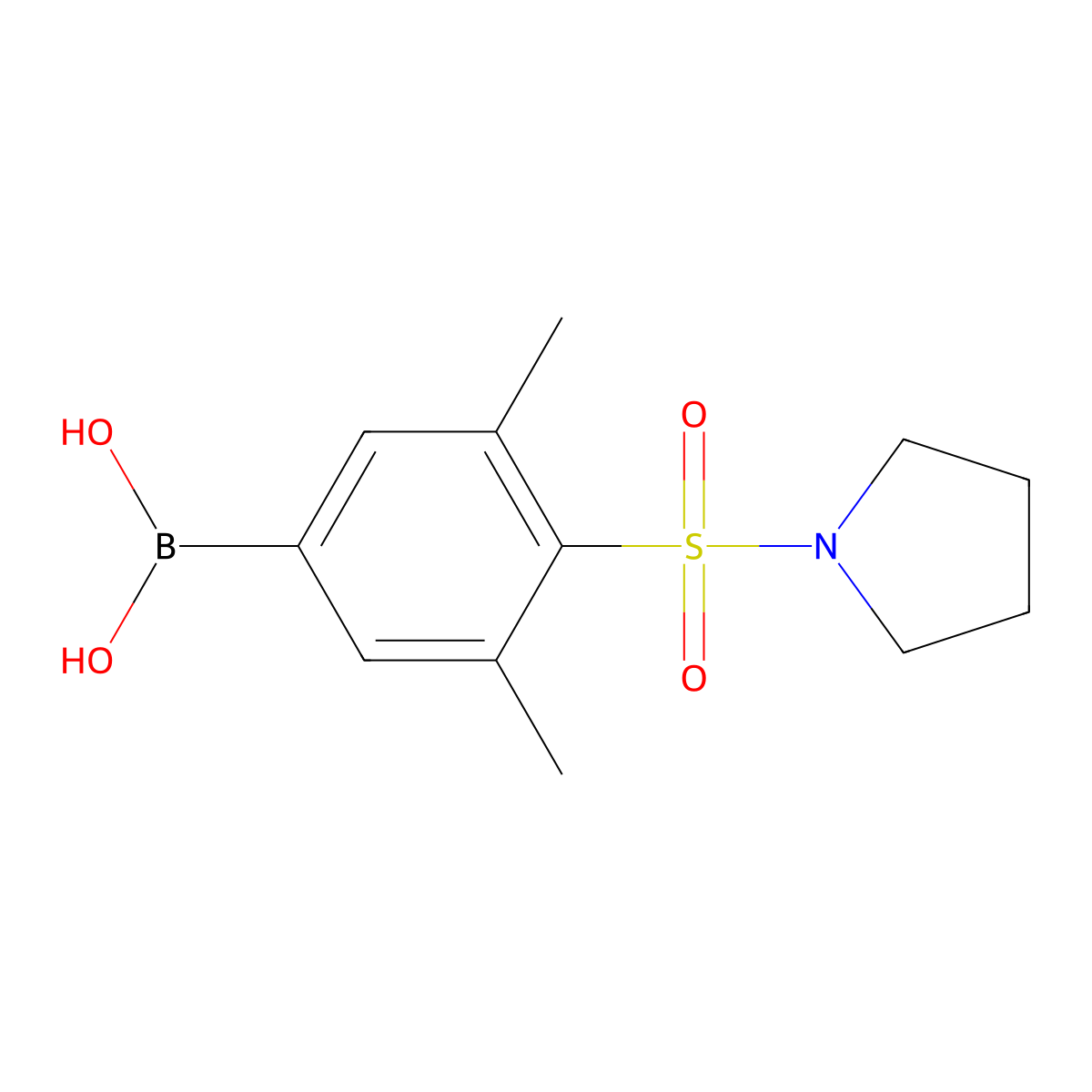 (3,5-Dimethyl-4-(pyrrolidin-1-ylsulfonyl)phenyl)boronic acid molecular structure, CAS 1704066-99-8