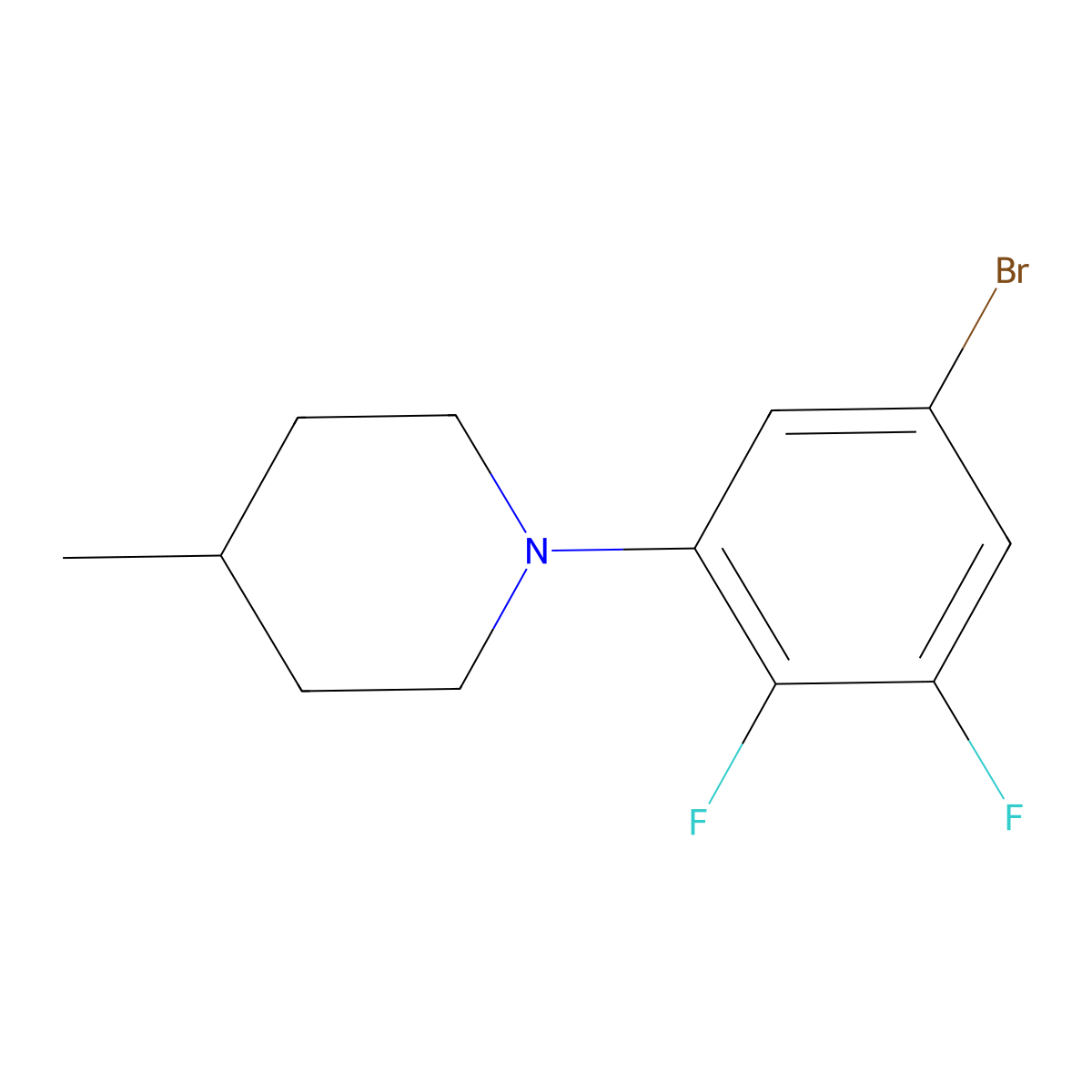 1-(5-Bromo-2,3-difluorophenyl)-4-methylpiperidine molecular structure, CAS 1704067-14-0