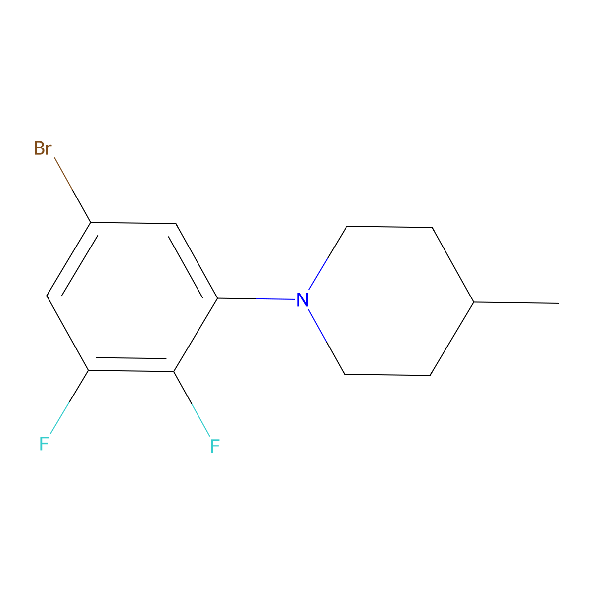 1-(5-Bromo-2,3-difluorophenyl)-4-methylpiperidine molecular structure, CAS 1704067-14-0