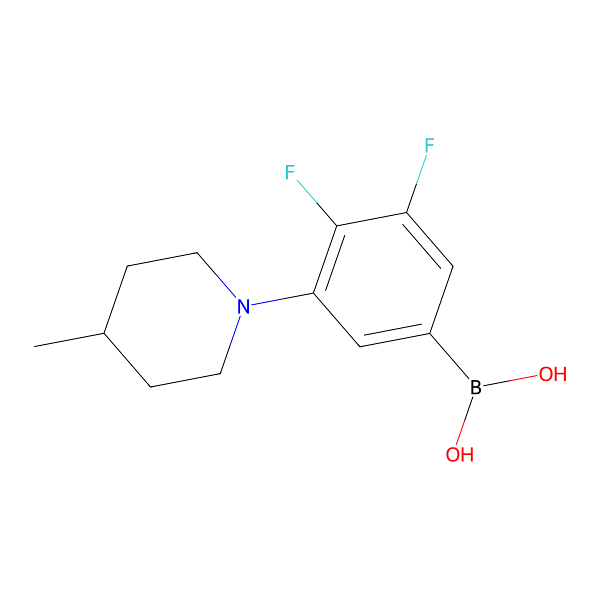 (3,4-Difluoro-5-(4-methylpiperidin-1-yl)phenyl)boronic acid molecular structure, CAS 1704067-16-2