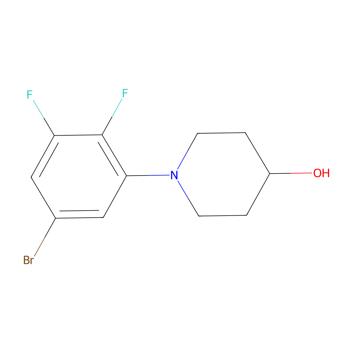 1-(5-Bromo-2,3-difluorophenyl)piperidin-4-ol molecular structure, CAS 1704067-19-5