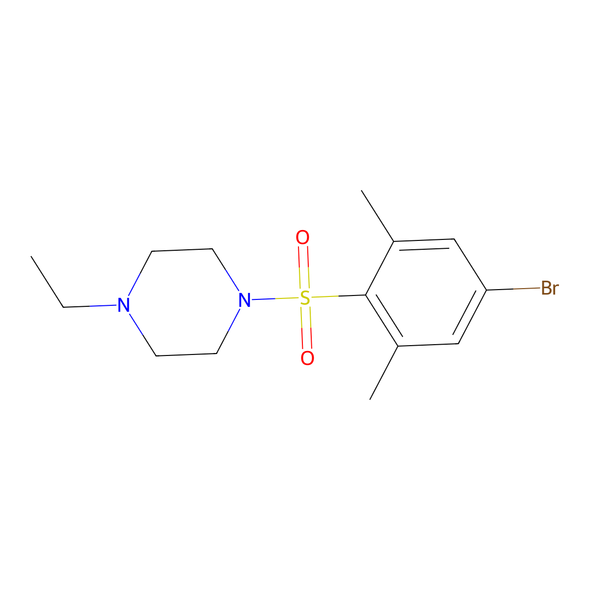 1-((4-Bromo-2,6-dimethylphenyl)sulfonyl)-4-ethylpiperazine molecular structure, CAS 1704067-23-1