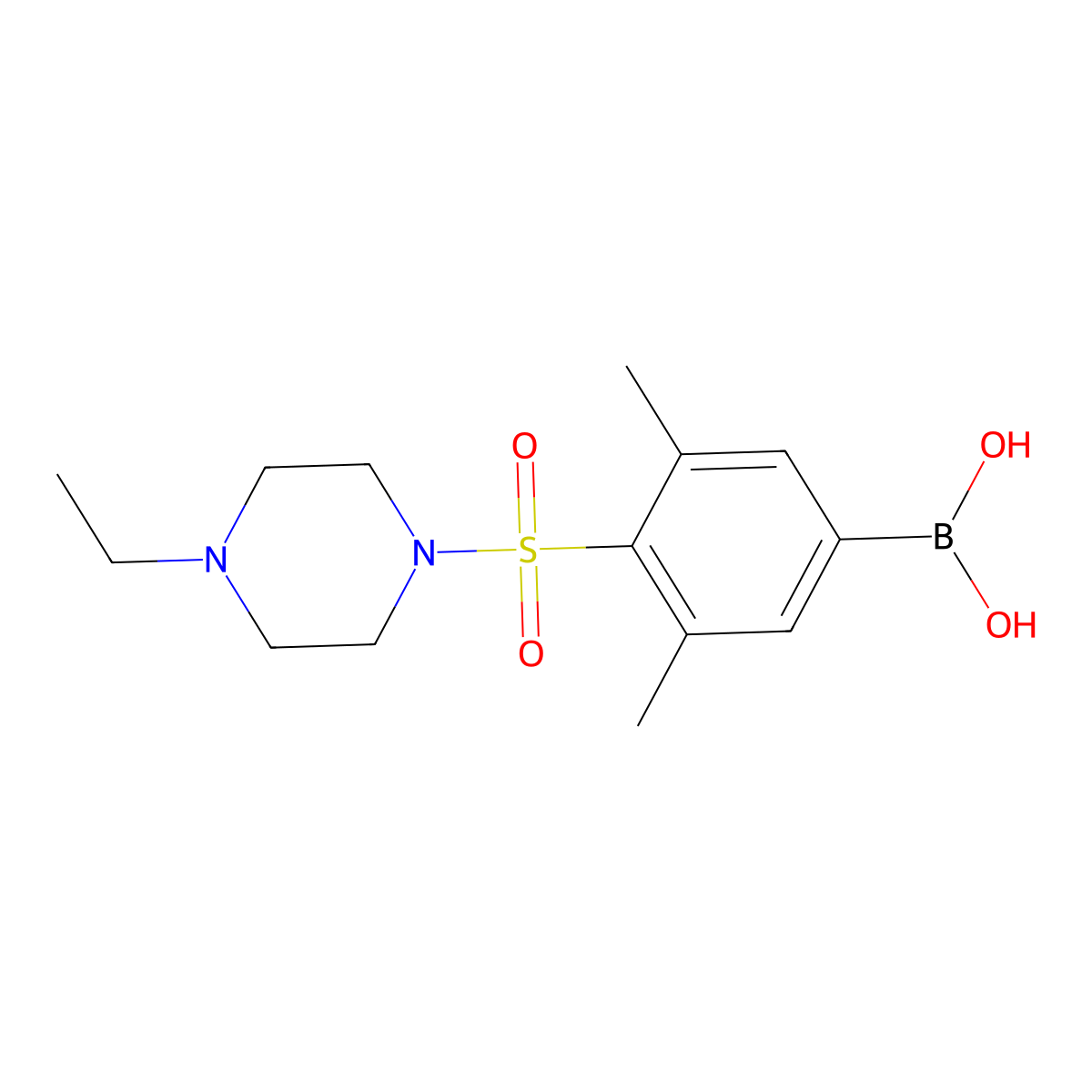(4-((4-Ethylpiperazin-1-yl)sulfonyl)-3,5-dimethylphenyl)boronic acid molecular structure, CAS 1704067-32-2