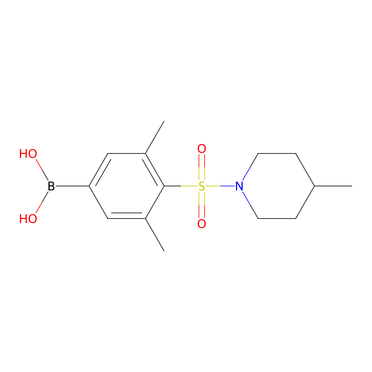 (3,5-Dimethyl-4-((4-methylpiperidin-1-yl)sulfonyl)phenyl)boronic acid molecular structure, CAS 1704067-35-5