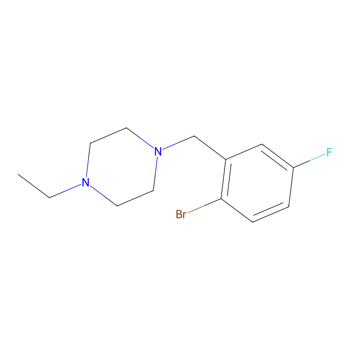 1-(2-Bromo-5-fluorobenzyl)-4-ethylpiperazine molecular structure, CAS 1704067-36-6