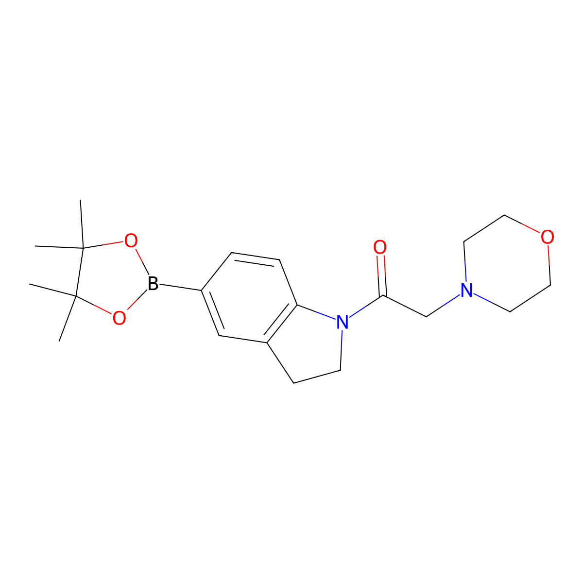 2-Morpholino-1-(5-(4,4,5,5-tetramethyl-1,3,2-dioxaborolan-2-yl)indolin-1-yl)ethanone molecular structure, CAS 1704067-45-7