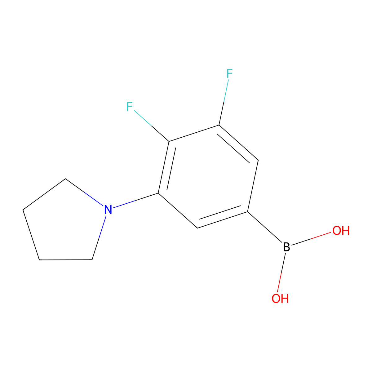(3,4-Difluoro-5-(pyrrolidin-1-yl)phenyl)boronic acid molecular structure, CAS 1704067-48-0