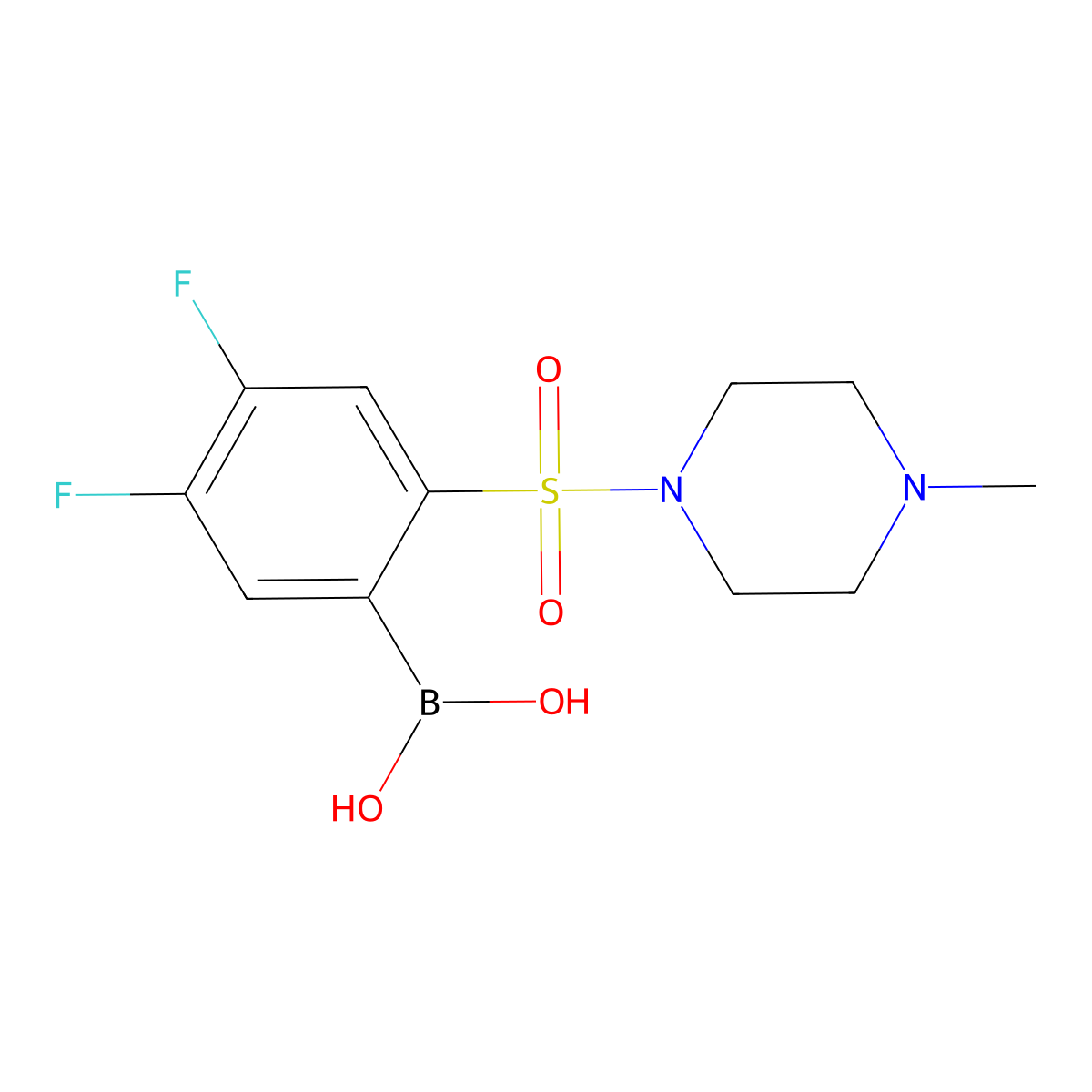 (4,5-Difluoro-2-((4-methylpiperazin-1-yl)sulfonyl)phenyl)boronic acid molecular structure, CAS 1704067-49-1