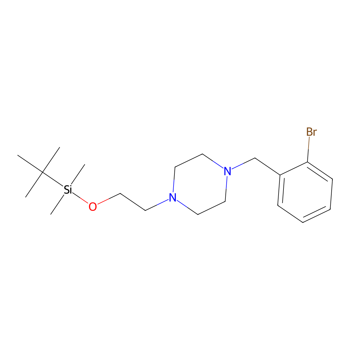1-(2-Bromobenzyl)-4-(2-((tert-butyldimethylsilyl)oxy)ethyl)piperazine molecular structure, CAS 1704068-59-6