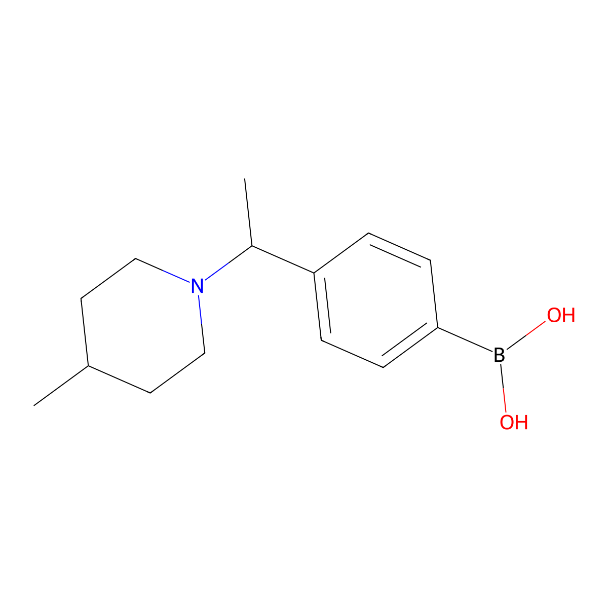(4-(1-(4-Methylpiperidin-1-yl)ethyl)phenyl)boronic acid molecular structure, CAS 1704068-65-4