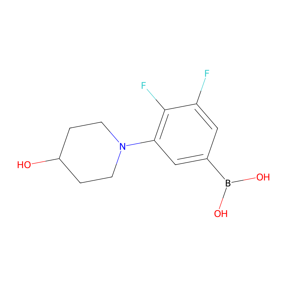 (3,4-Difluoro-5-(4-hydroxypiperidin-1-yl)phenyl)boronic acid molecular structure, CAS 1704068-71-2