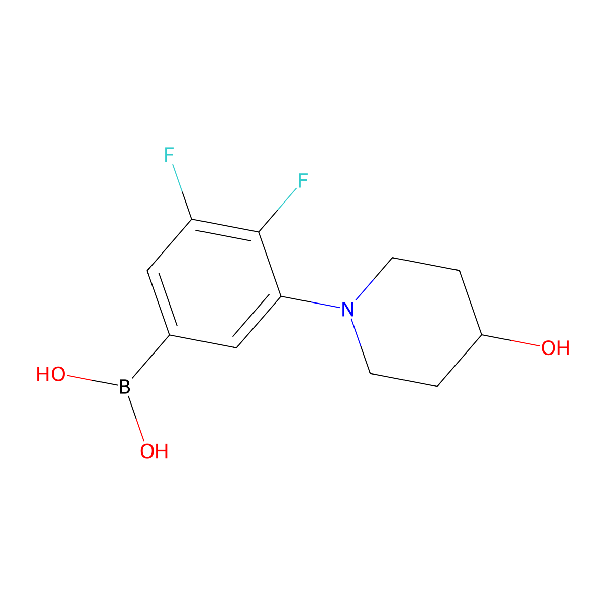 (3,4-Difluoro-5-(4-hydroxypiperidin-1-yl)phenyl)boronic acid molecular structure, CAS 1704068-71-2