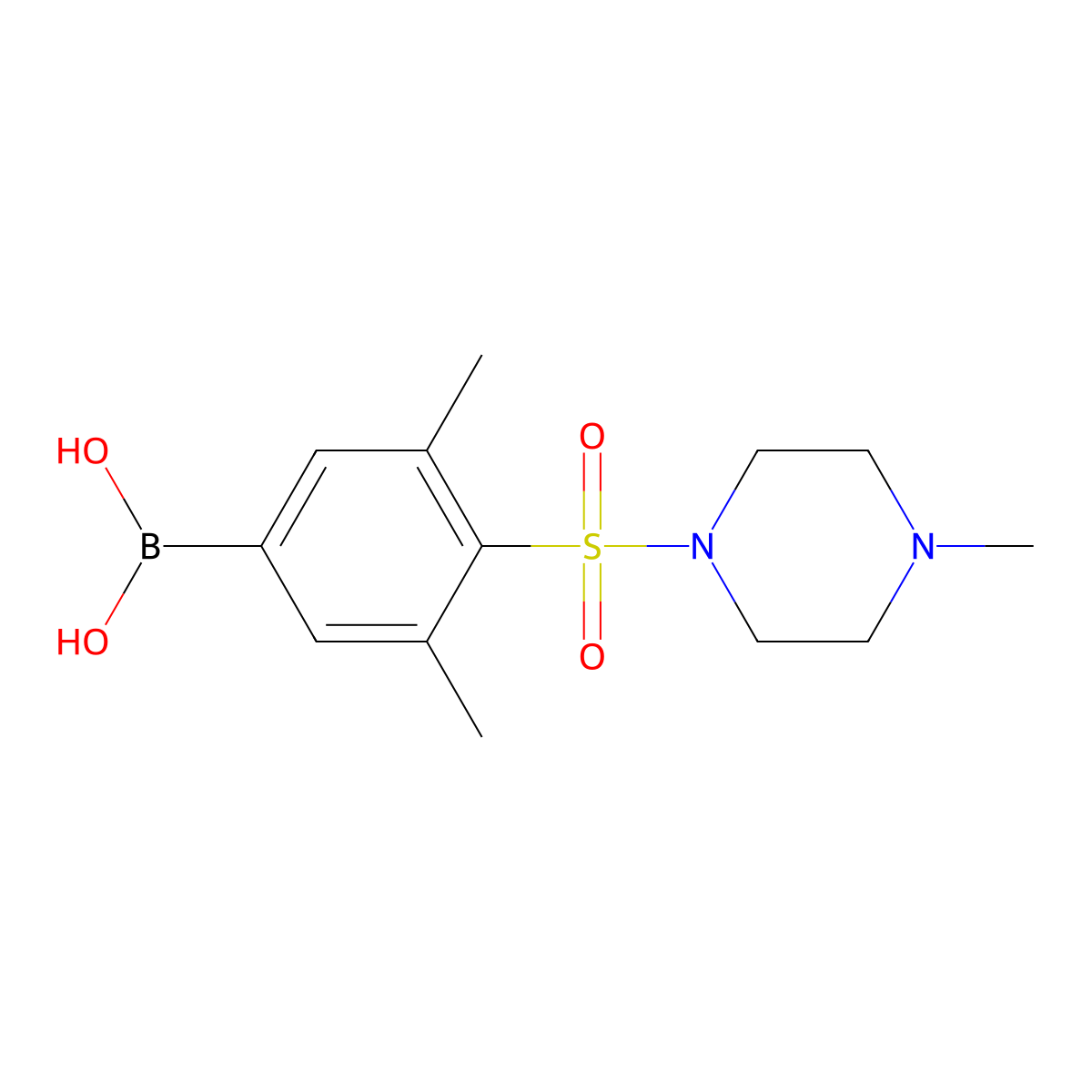 (3,5-Dimethyl-4-((4-methylpiperazin-1-yl)sulfonyl)phenyl)boronic acid molecular structure, CAS 1704068-75-6