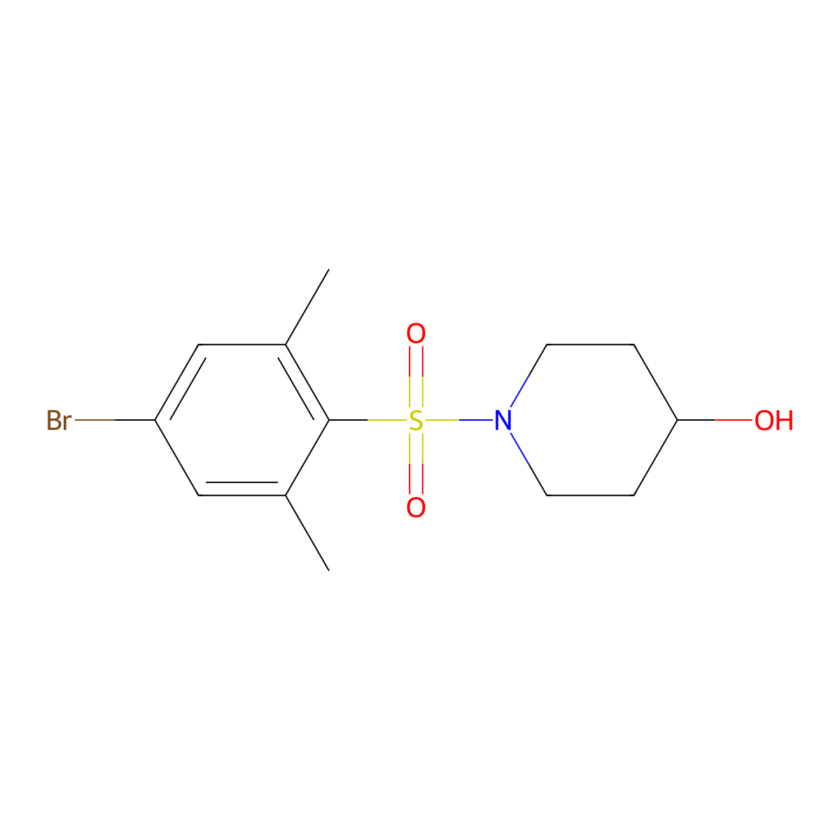 1-((4-Bromo-2,6-dimethylphenyl)sulfonyl)piperidin-4-ol molecular structure, CAS 1704068-83-6