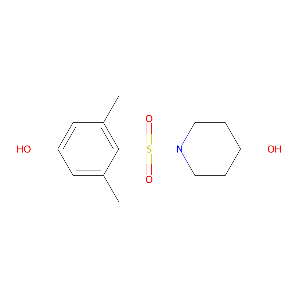 1-((4-Hydroxy-2,6-dimethylphenyl)sulfonyl)piperidin-4-ol molecular structure, CAS 1704068-85-8