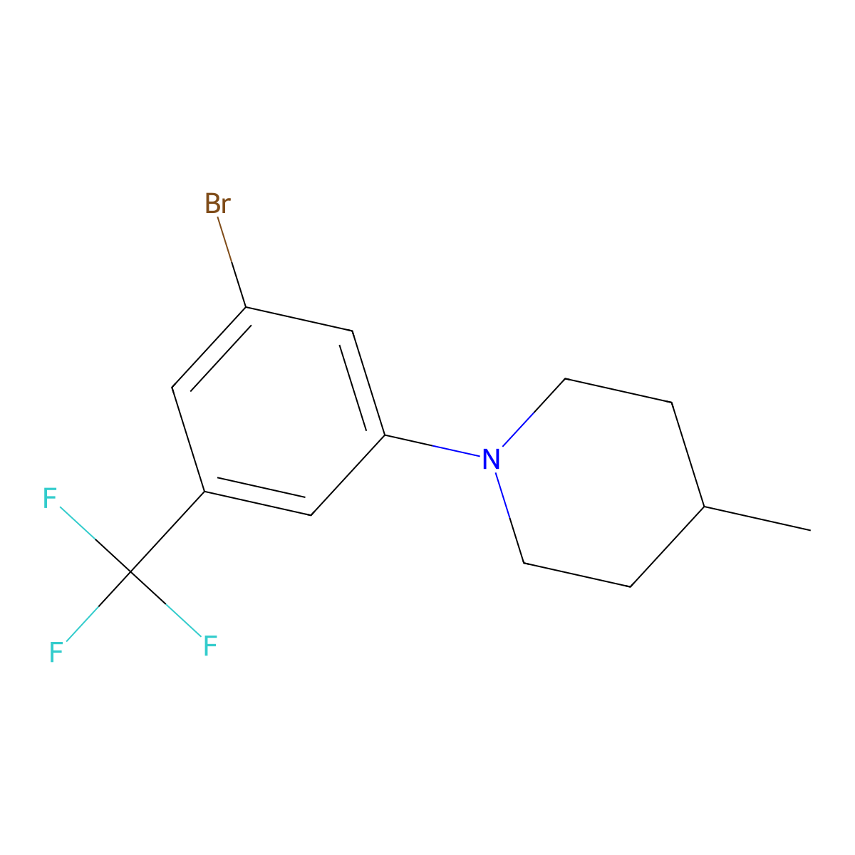 1-(3-Bromo-5-(trifluoromethyl)phenyl)-4-methylpiperidine molecular structure, CAS 1704068-87-0