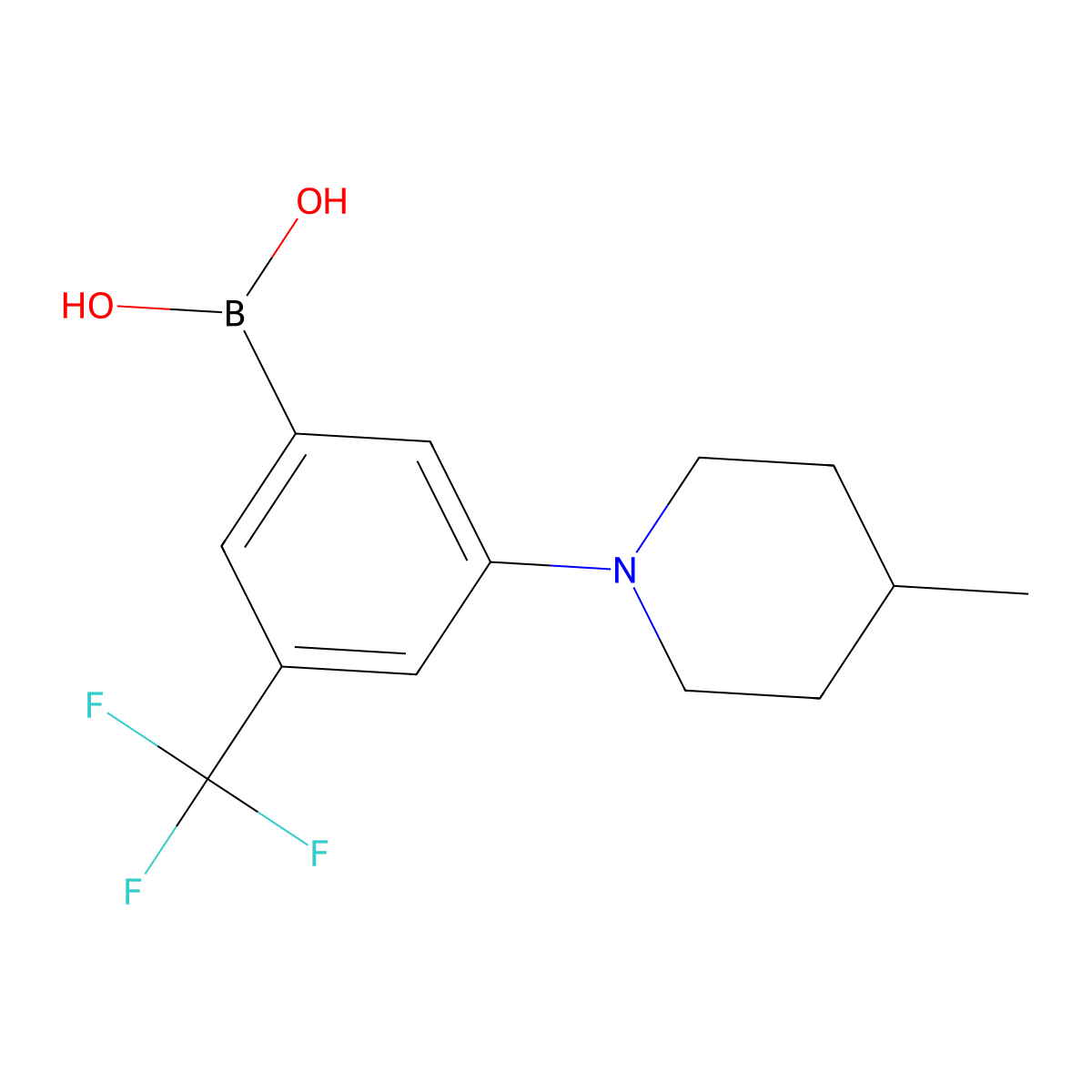 (3-(4-Methylpiperidin-1-yl)-5-(trifluoromethyl)phenyl)boronic acid molecular structure, CAS 1704068-89-2