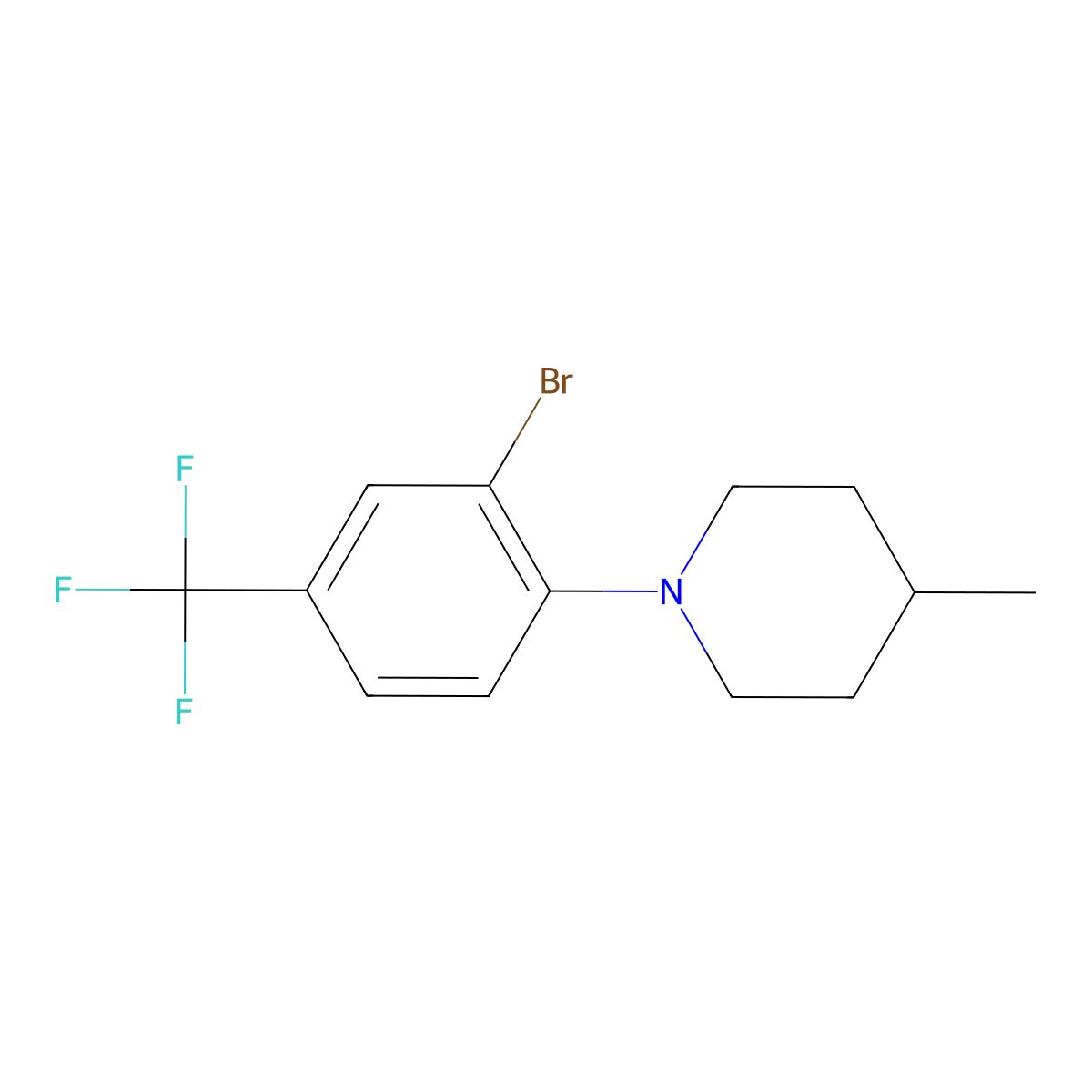 1-(2-Bromo-4-(trifluoromethyl)phenyl)-4-methylpiperidine molecular structure, CAS 1704068-91-6