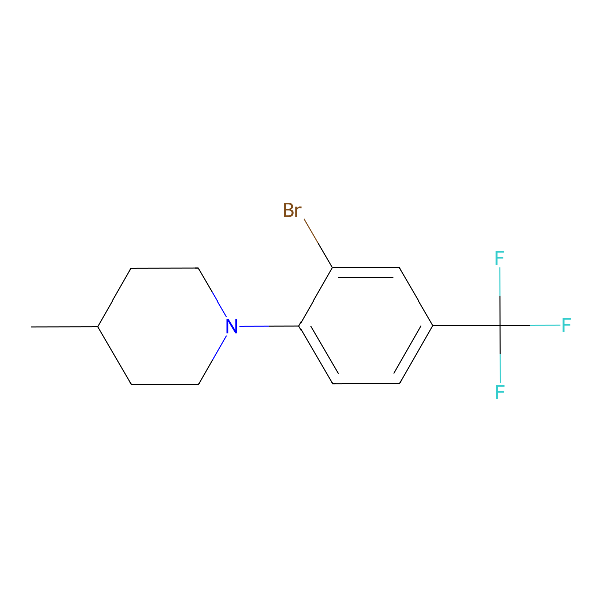 1-(2-Bromo-4-(trifluoromethyl)phenyl)-4-methylpiperidine molecular structure, CAS 1704068-91-6