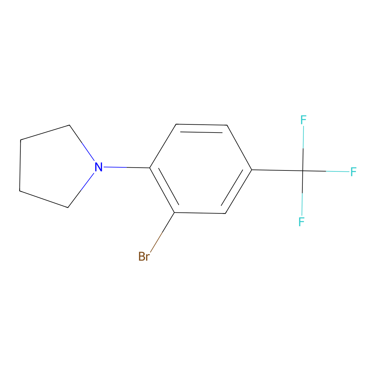 1-(2-Bromo-4-(trifluoromethyl)phenyl)pyrrolidine molecular structure, CAS 1704068-99-4