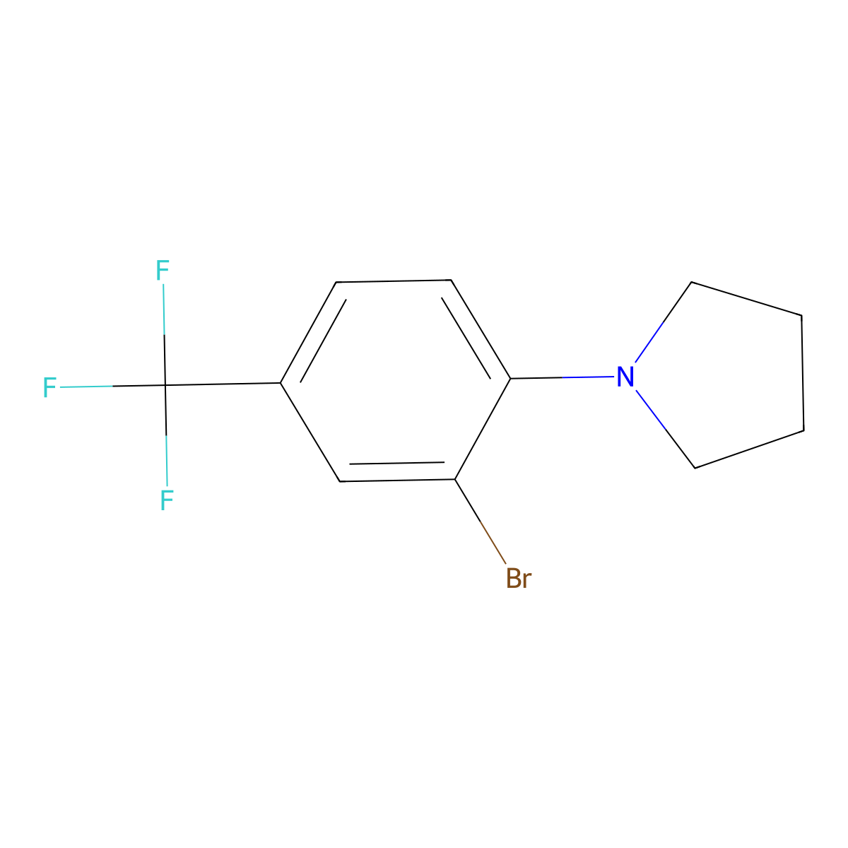1-(2-Bromo-4-(trifluoromethyl)phenyl)pyrrolidine molecular structure, CAS 1704068-99-4