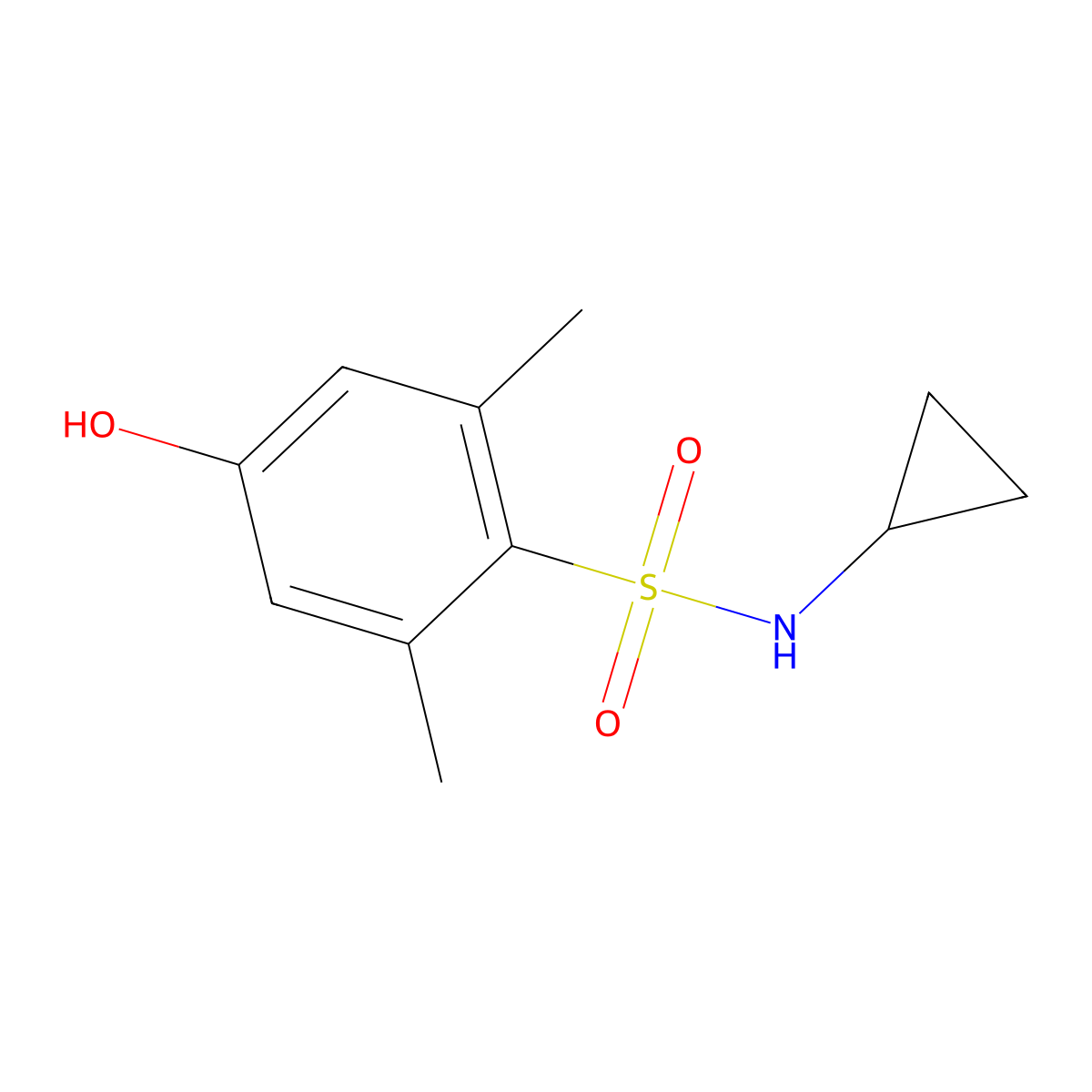 N-cyclopropyl-4-hydroxy-2,6-dimethylbenzenesulfonamide molecular structure, CAS 1704069-02-2