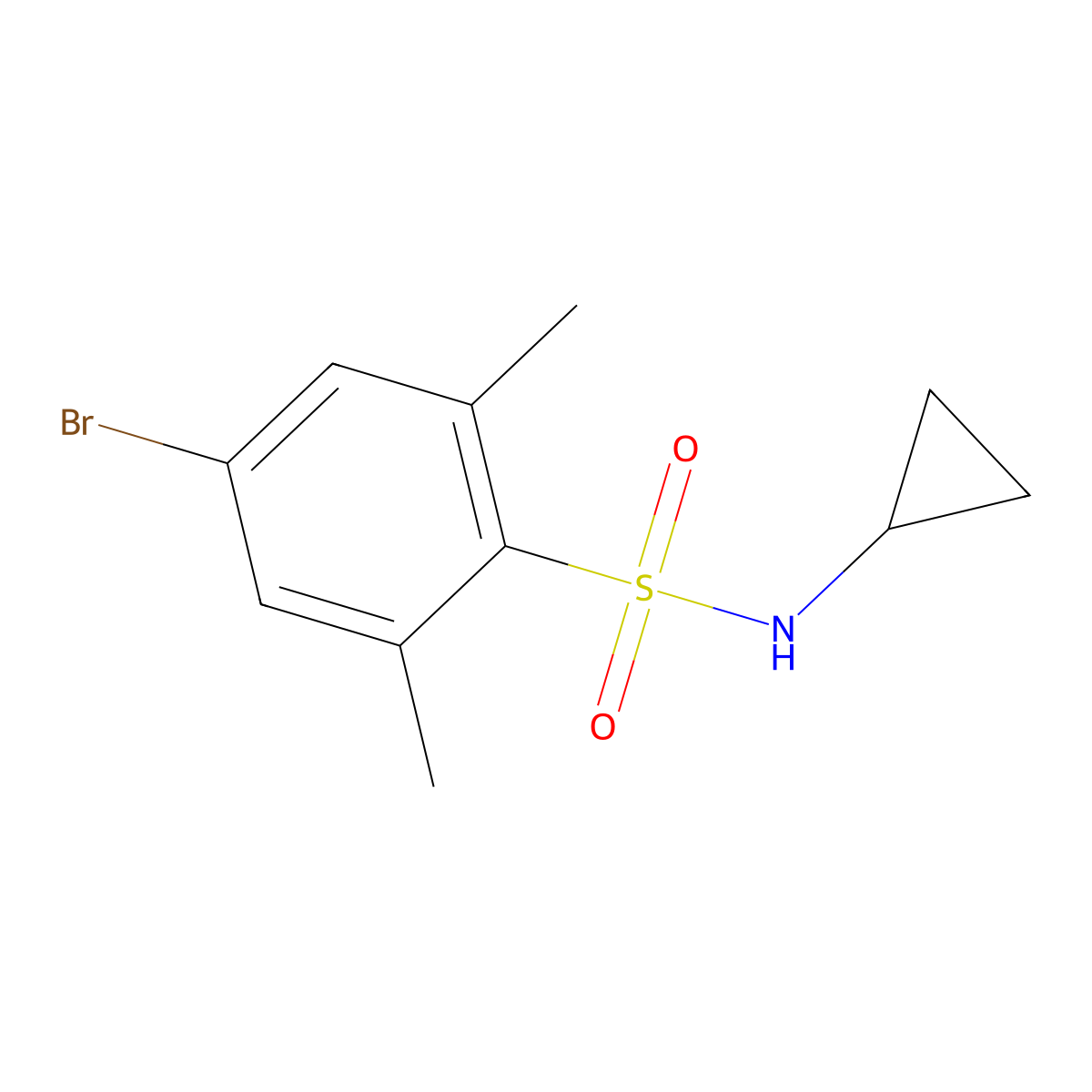 4-bromo-N-cyclopropyl-2,6-dimethylbenzenesulfonamide molecular structure, CAS 1704069-03-3