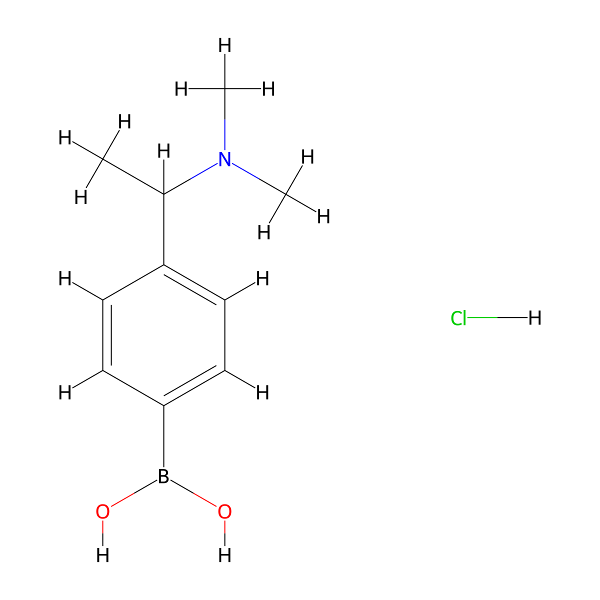 (4-(1-(Dimethylamino)ethyl)phenyl)boronic acid hydrochloride molecular structure, CAS 1704069-14-6