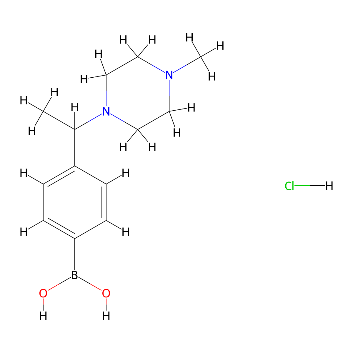 (4-(1-(4-Methylpiperazin-1-yl)ethyl)phenyl)boronic acid hydrochloride molecular structure, CAS 1704069-16-8