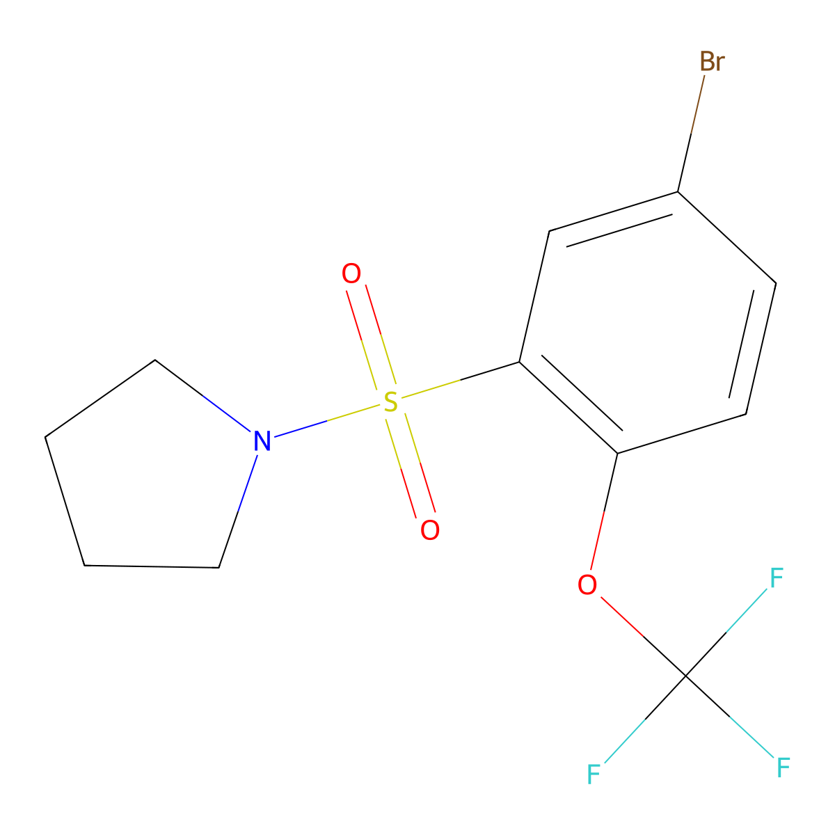 1-((5-Bromo-2-(trifluoromethoxy)phenyl)sulfonyl)pyrrolidine molecular structure, CAS 1704069-23-7