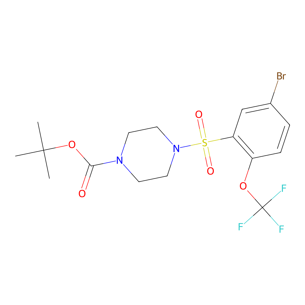Tert-butyl 4-((5-bromo-2-(trifluoromethoxy)phenyl)sulfonyl)piperazine-1-carboxylate molecular structure, CAS 1704069-30-6