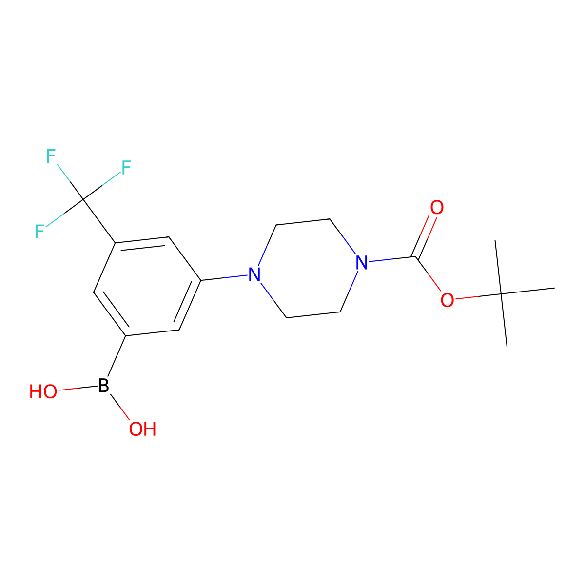 (3-(4-(Tert-butoxycarbonyl)piperazin-1-yl)-5-(trifluoromethyl)phenyl)boronic acid molecular structure, CAS 1704069-33-9