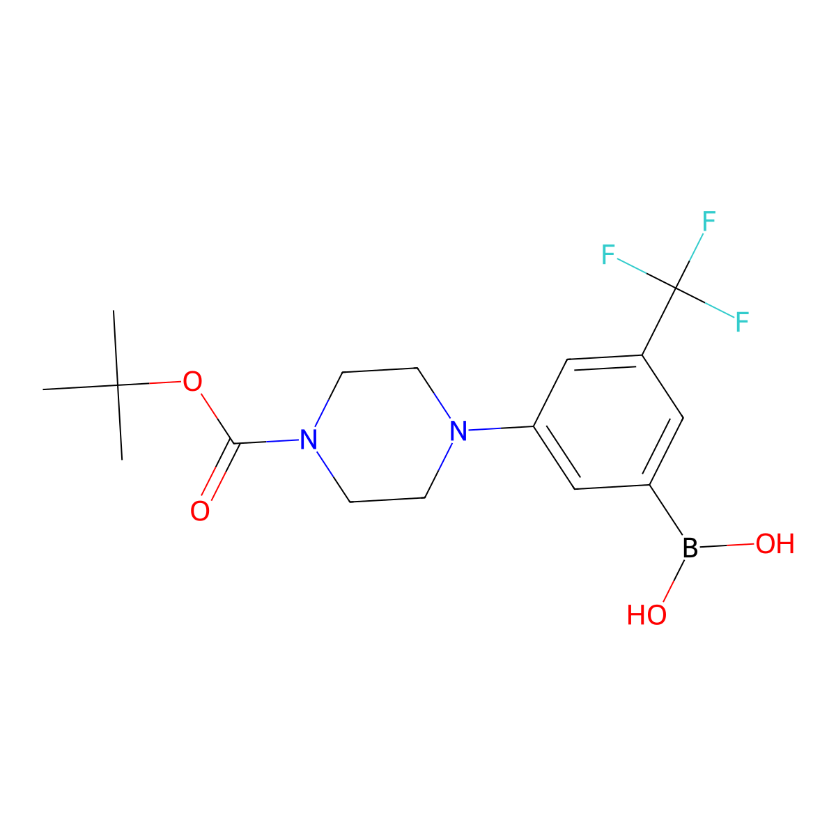 (3-(4-(Tert-butoxycarbonyl)piperazin-1-yl)-5-(trifluoromethyl)phenyl)boronic acid molecular structure, CAS 1704069-33-9