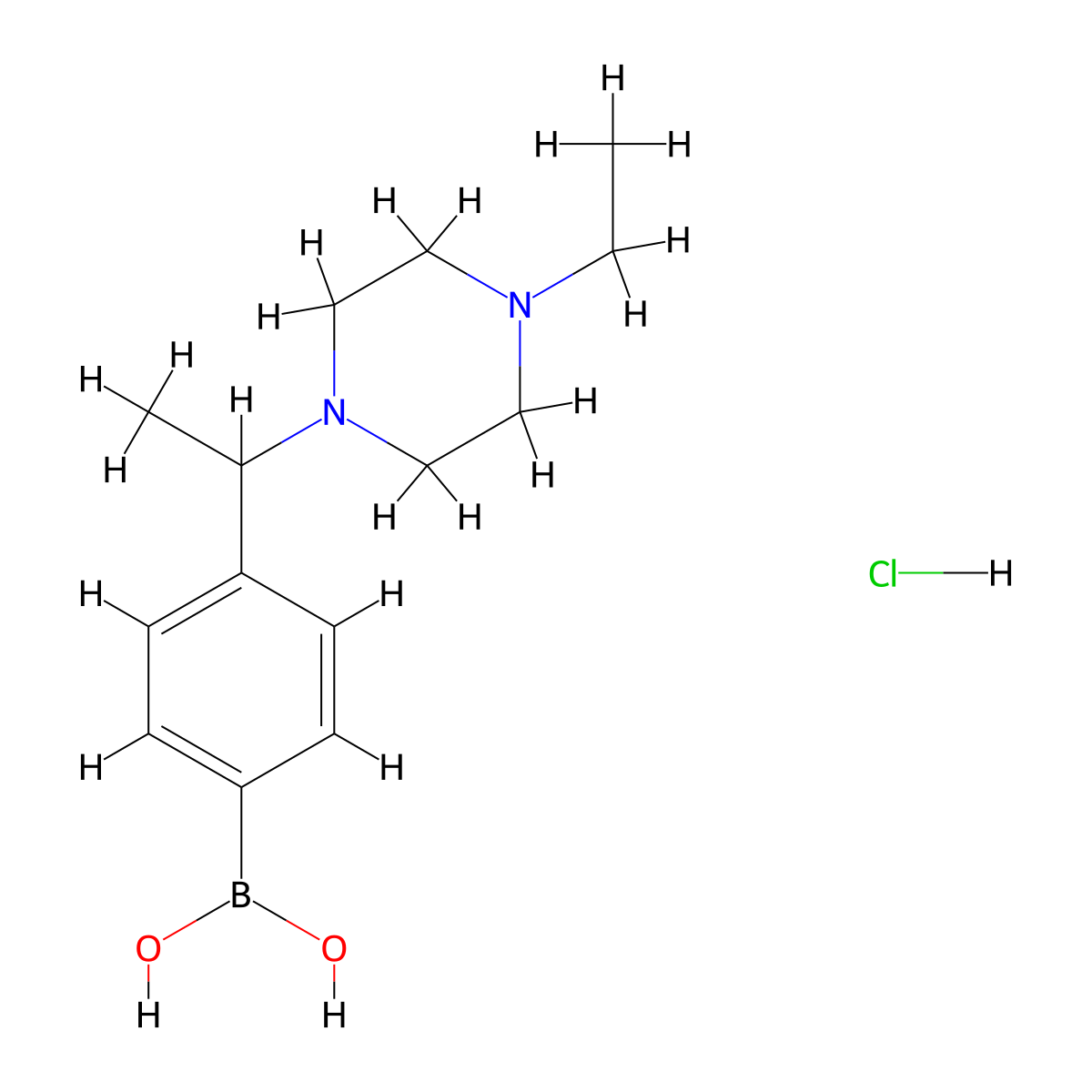 (4-(1-(4-Ethylpiperazin-1-yl)ethyl)phenyl)boronic acid hydrochloride molecular structure, CAS 1704069-35-1