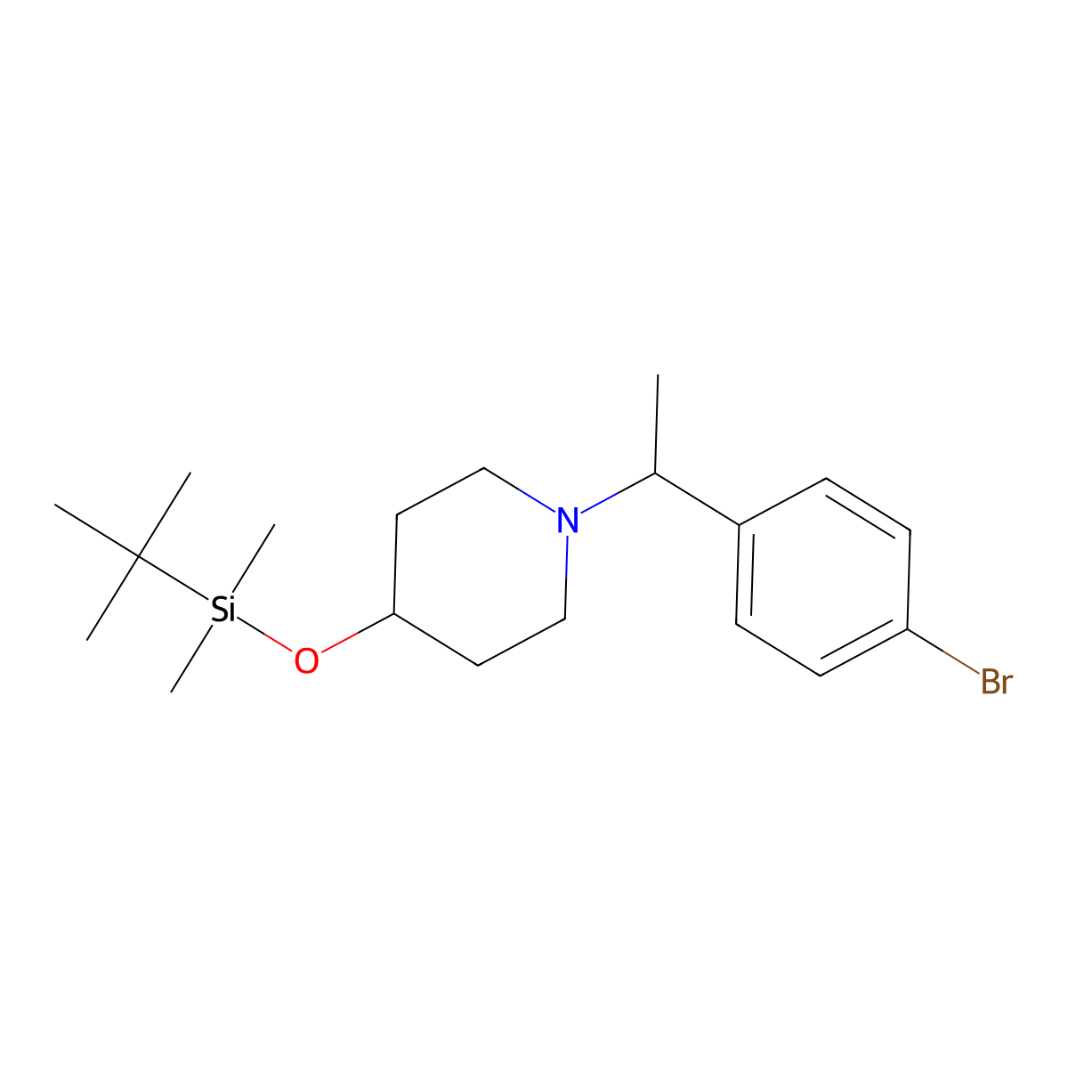 1-(1-(4-Bromophenyl)ethyl)-4-((tert-butyldimethylsilyl)oxy)piperidine molecular structure, CAS 1704069-36-2