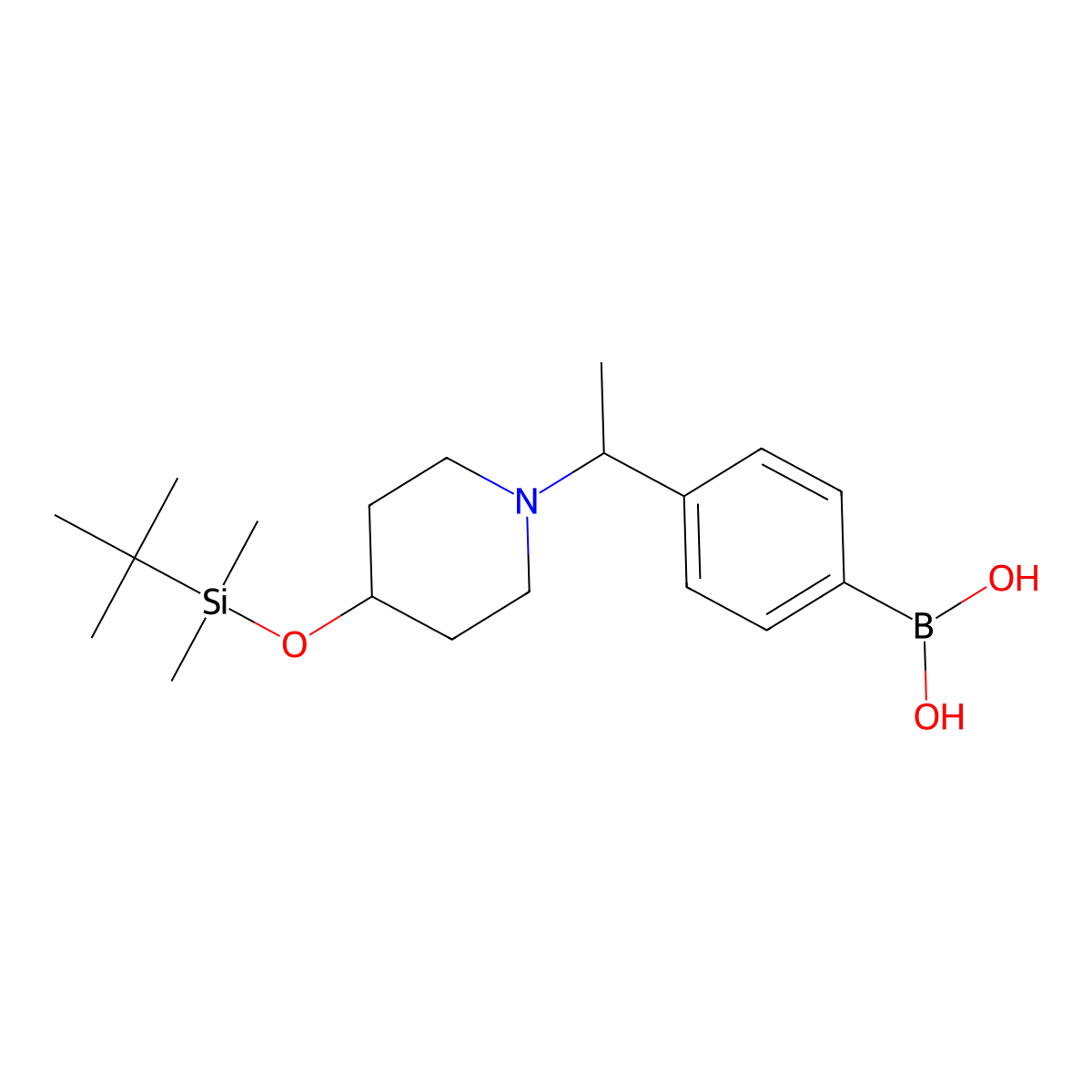 (4-(1-(4-((Tert-butyldimethylsilyl)oxy)piperidin-1-yl)ethyl)phenyl)boronic acid molecular structure, CAS 1704069-37-3